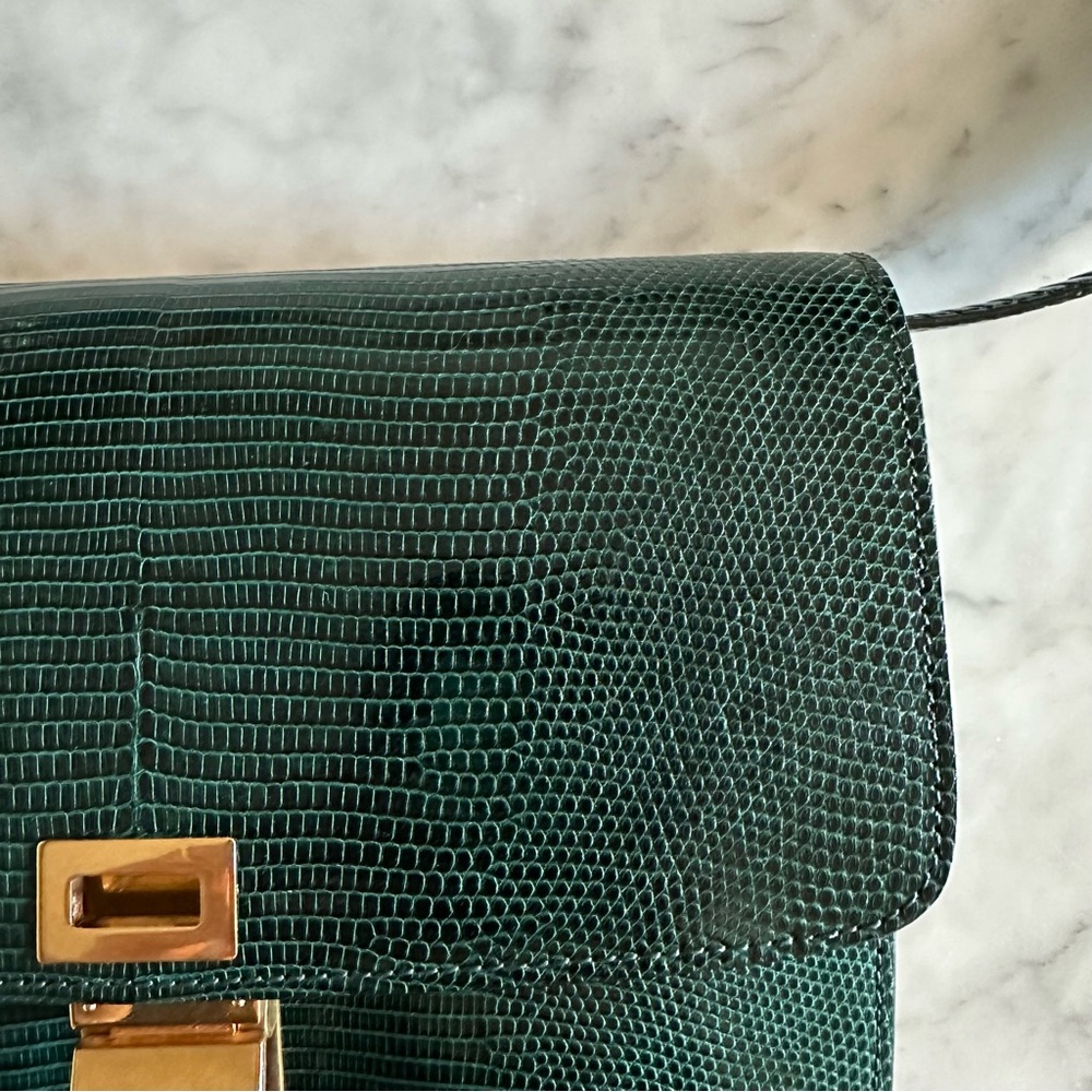 CELINE CLASSIC BOX BAG DARK GREEN LIZARD LEATHER WITH BOX AND DUSTBAG - Picture 11 of 16